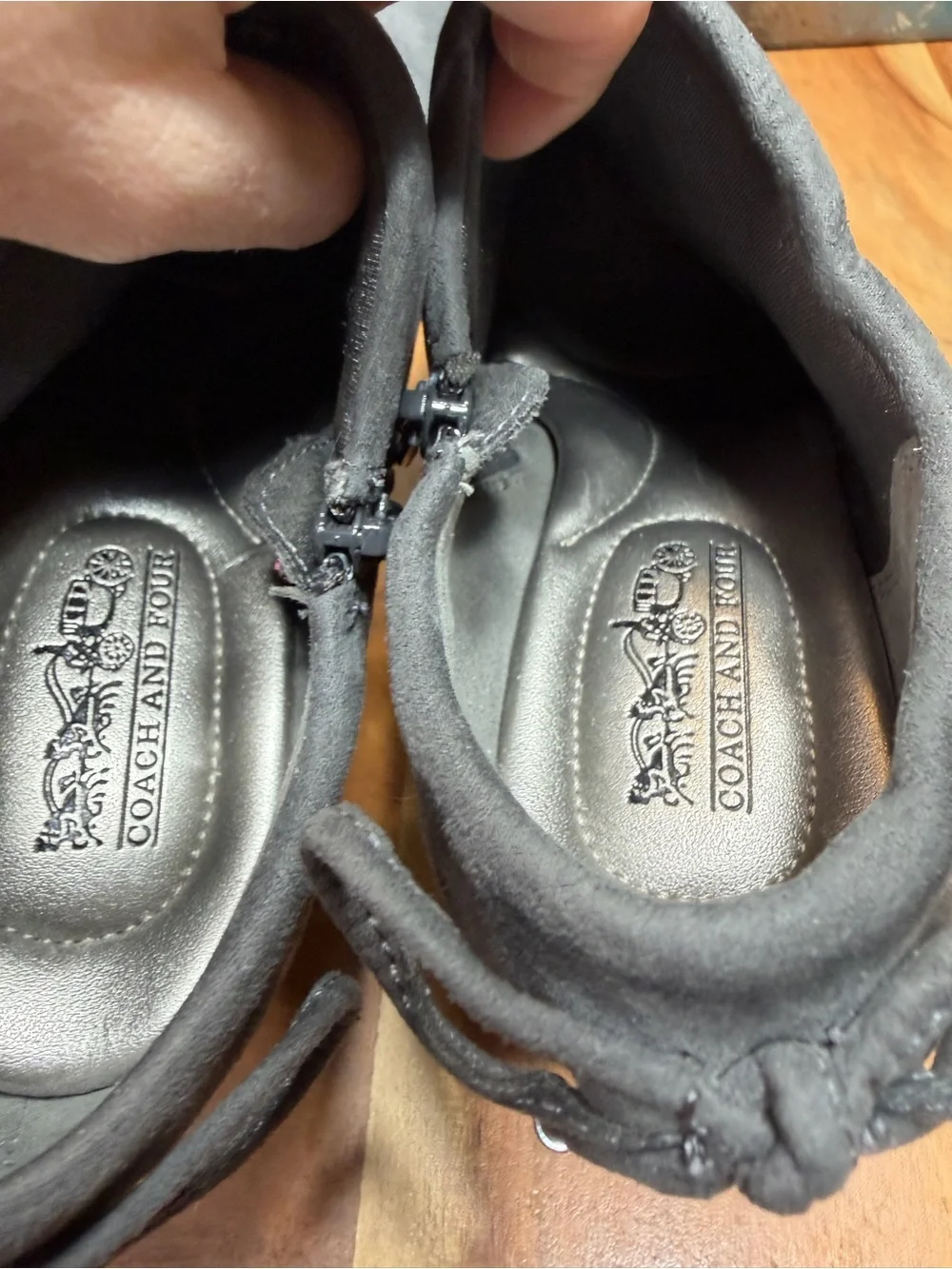 Coach and Four Modern Minimalist Gray Faux Suede Booties (VGUC)